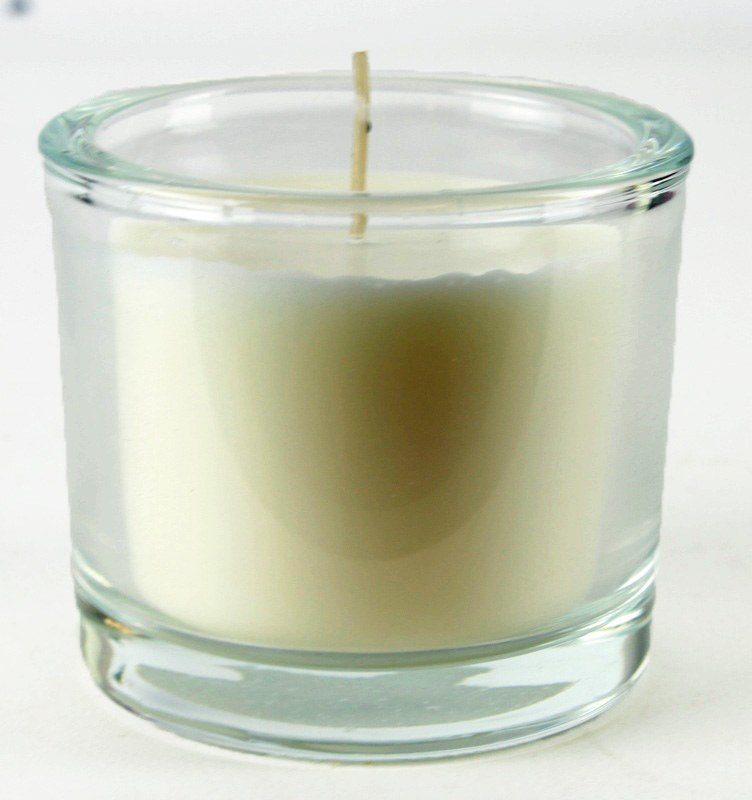 Ivory Candle Glass Jar 8cm x 9cm Long Burning
